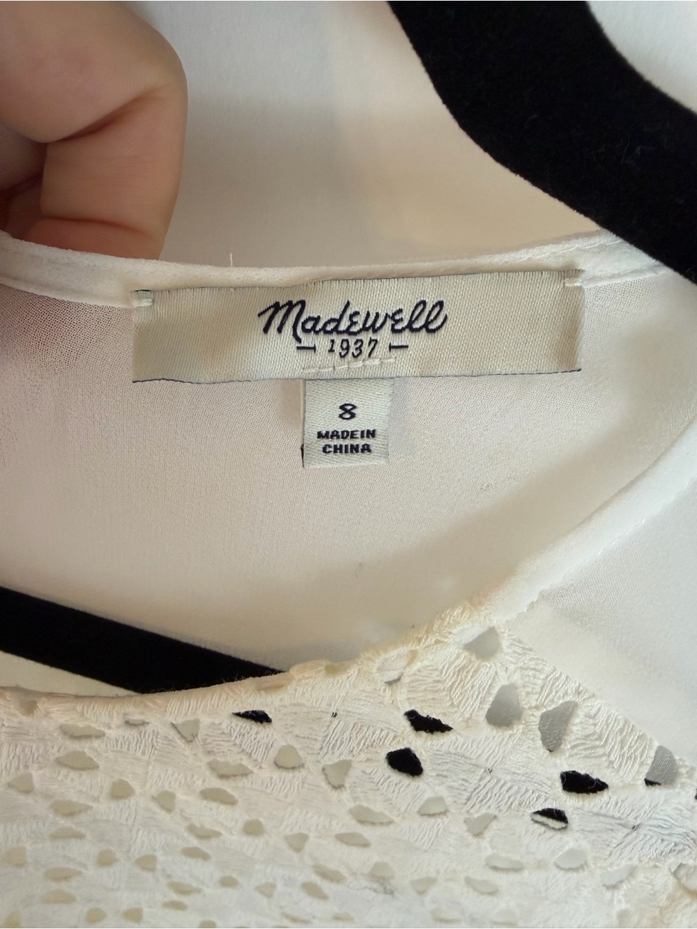 Madewell Cream Eyelet Lace Sleeveless Blouse Top Size 8 - Picture 6 of 7